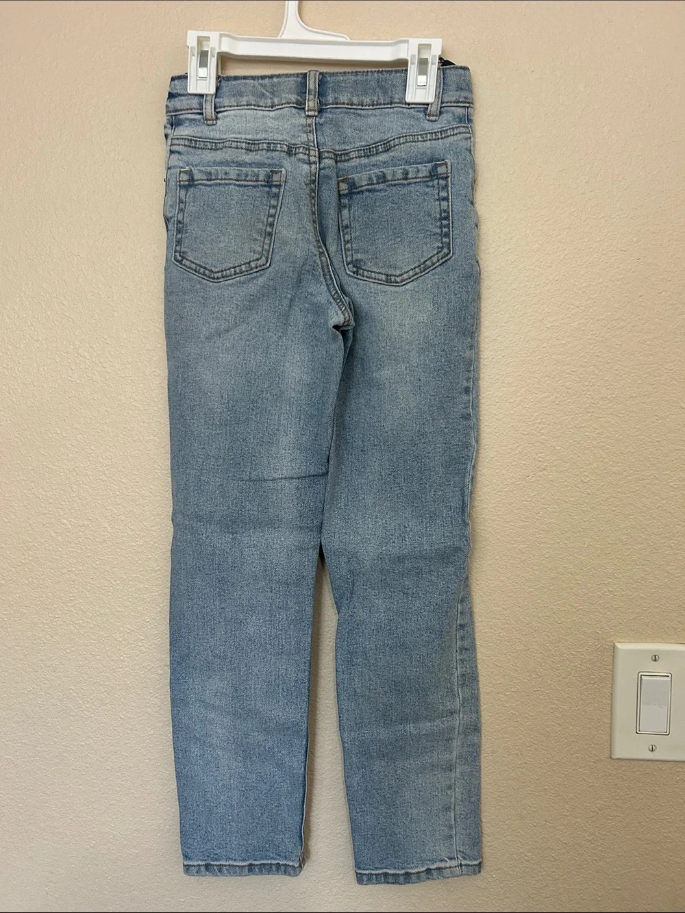 Cat & Jack Light Blue Embroidered Distressed Straight Leg Jeans